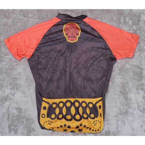 Primal Los Muertos Red Yellow Gray Cycling Jersey Full Zip Shirt Mens Size M - Picture 2 of 11